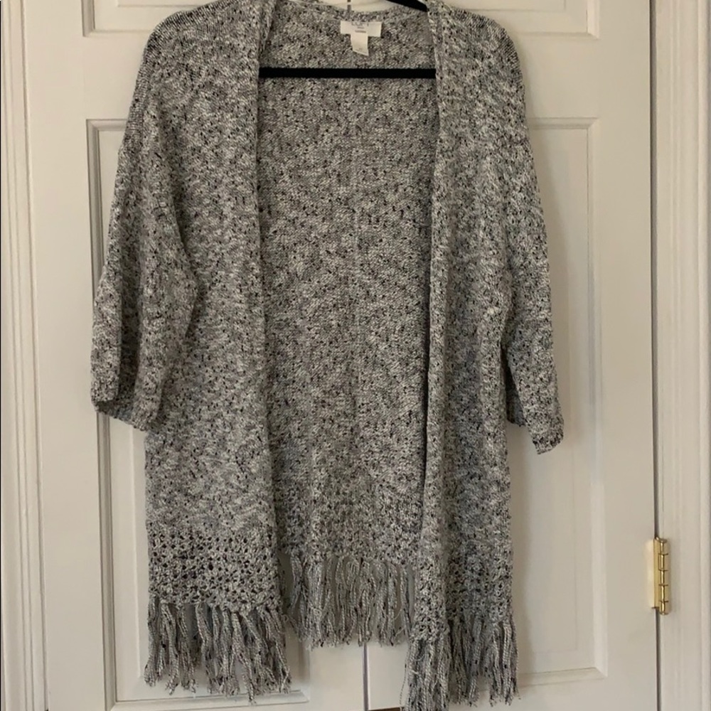 Open cardigan with fringe detail